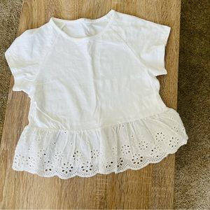 SHEIN White Embroidered Short Sleeve Tee